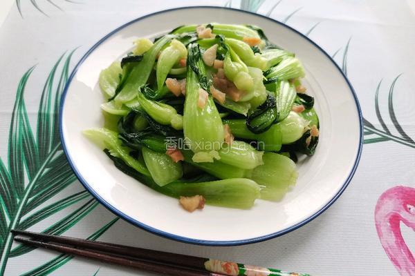 猪油渣炒小棠菜的做法图解11