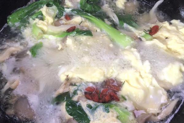 小白菜蘑菇蛋汤的做法图解7