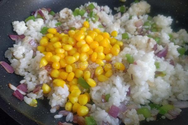培根玉米炒饭的做法图解7