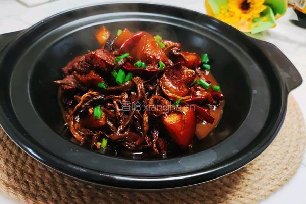 五花肉烧豇豆干的做法图解8