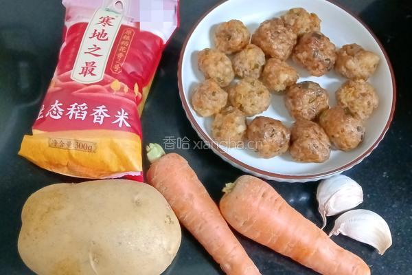 土豆萝卜肉丸盖饭的做法图解1