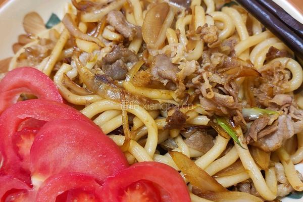 羊肉炒乌冬面的做法图解6