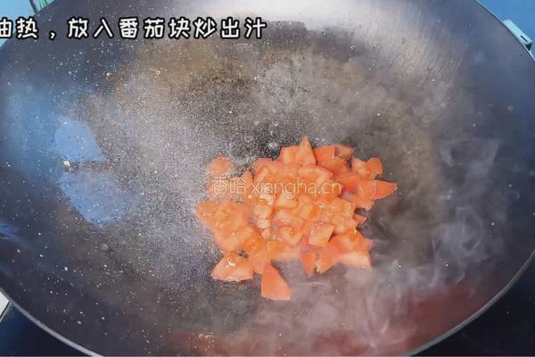 番茄鸡蛋火腿盖浇面的做法图解3