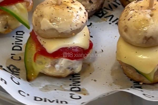爆汁口蘑小汉堡的做法图解8