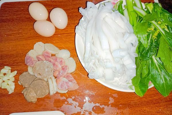 鸡蛋肉丸炒手工河粉的做法图解1