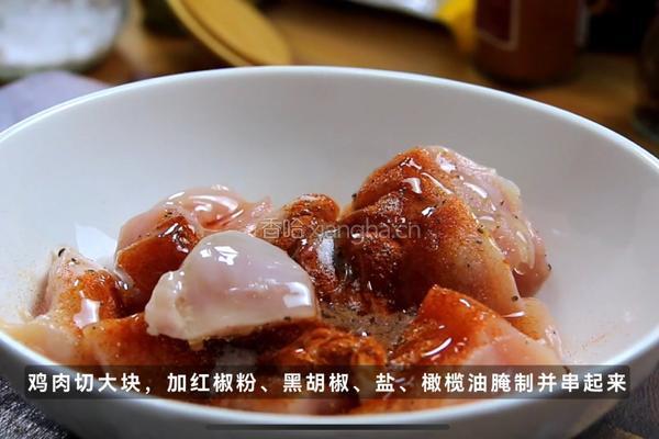 黑松露红椒鸡肉串的做法图解1