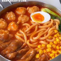 番茄肥牛黑松露虾滑乌冬面的做法[图]