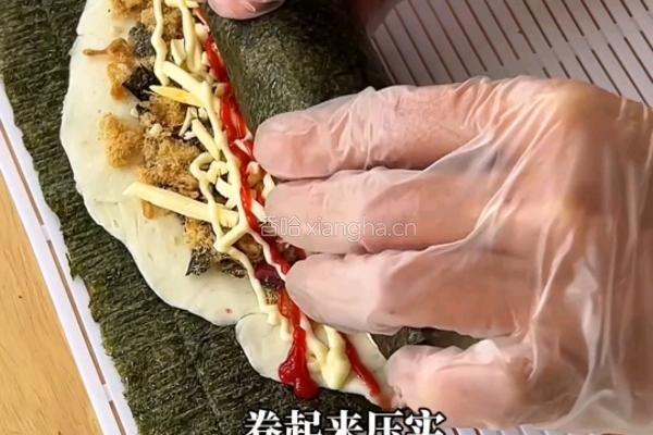 海苔肉松芝士卷的做法图解5