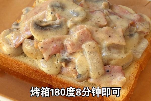 奶油蘑菇培根三明治的做法图解7