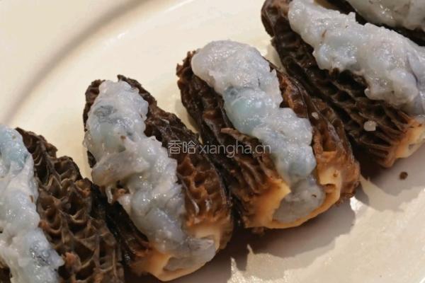 羊肚菌酿虾滑的做法图解2