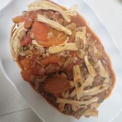 番茄肉沫炖腐竹的做法[图]